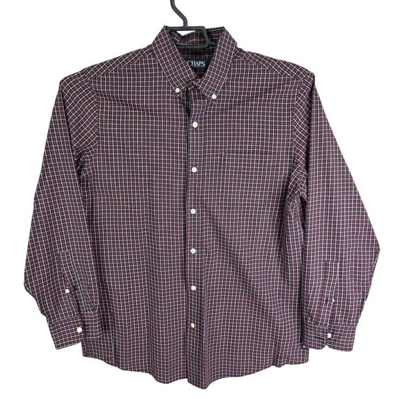 Mens Chaps Red & Black Plaid Shirt Classic Fit Long Sleeve Button Down Size M - Picture 1 of 9
